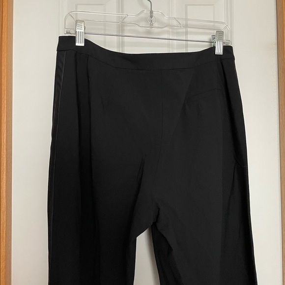 Eileen Fisher Black Tuxedo Style Trouser Pants Virgin Wool Blend Size Medium - Picture 9 of 12